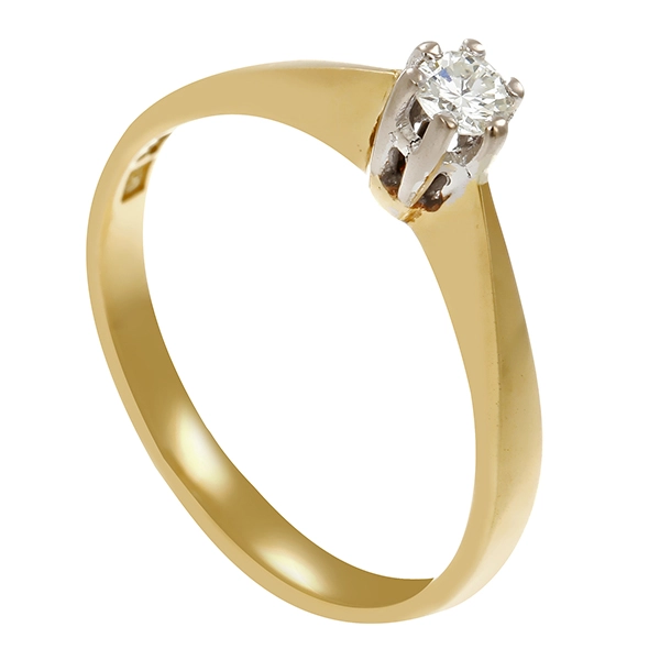 Diamantring, 14K, Gelb-/Weißgold, Brillant 0,12 ct