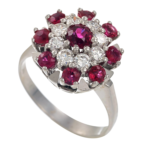 Ring, 14K, Weißgold, Rubin, Brillant