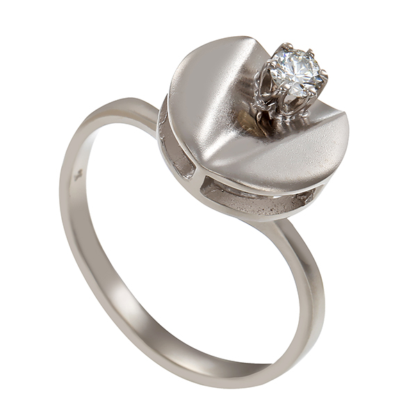 Diamantring, 14K, Weißgold, Brillant 0,10 ct