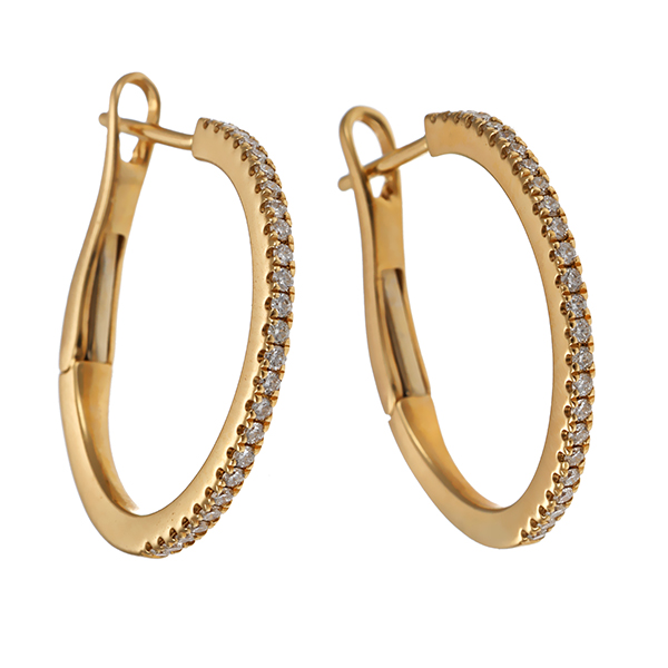 Creolen, 14K, Gelbgold, Brillant