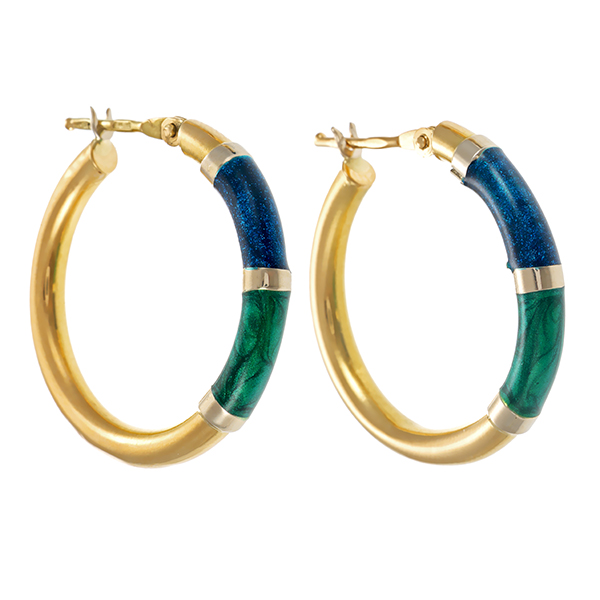 Creolen, 18K, Gelbgold, Emaille