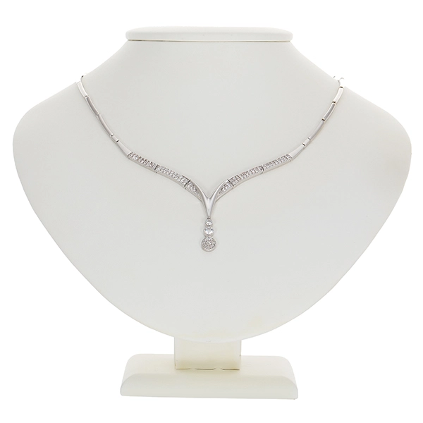 Collier, 14K, Weißgold, Zirkonia, Länge 45 cm