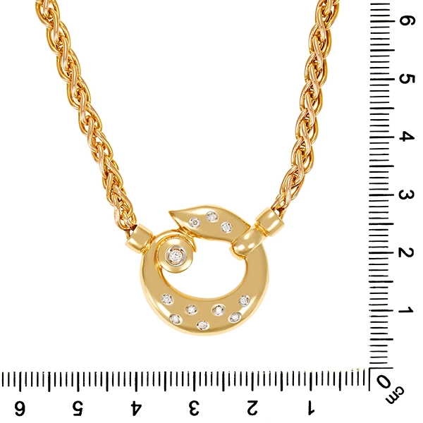 Collier, 14K, Gelbgold, Brillanten