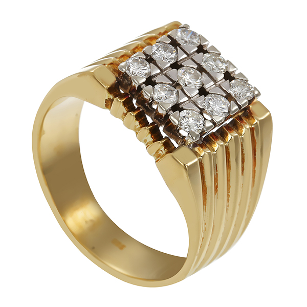 Herrenring, 14K, Gelb-/Weißgold, Brillanten 0,45 ct