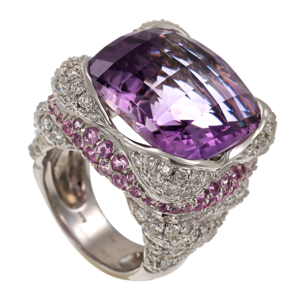 Ring, 18K, Weißgold, Amethyst