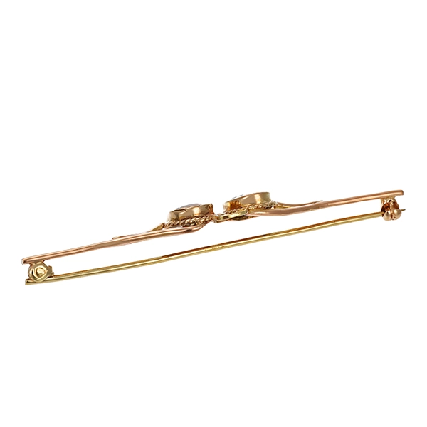Brosche, 14K, Rotgold, Gemme