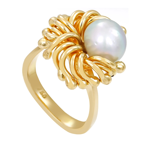Ring, 18K, Gelbgold, Perle
