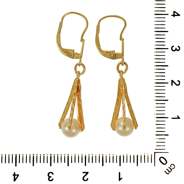 Ohrhänger, 14K, Gelbgold, Perlen