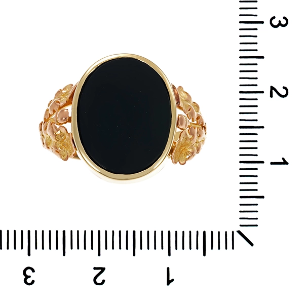 Herrenring, 14K, Gelbgold, Onyx