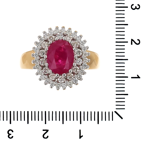 Ring, 14K, Gelb-/Weißgold, Rubin, Brillant