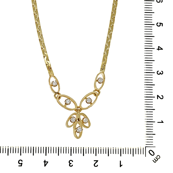 Collier, 14K, Gelbgold, Diamanten