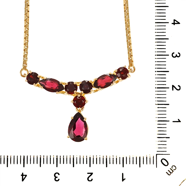 Collier, 8K, Gelbgold, Granat, Venezianer-