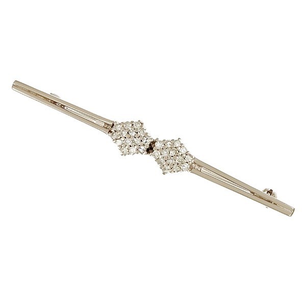 Brosche, 14K, Weißgold, Diamanten