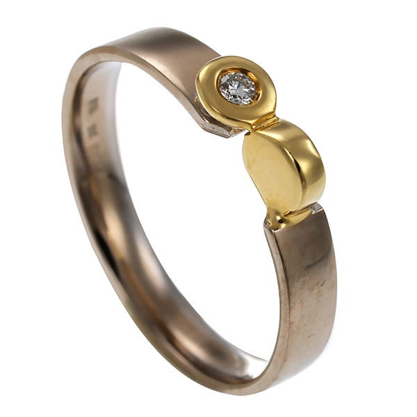 Diamantring, 14K, Gelb-/Weißgold, Brillant