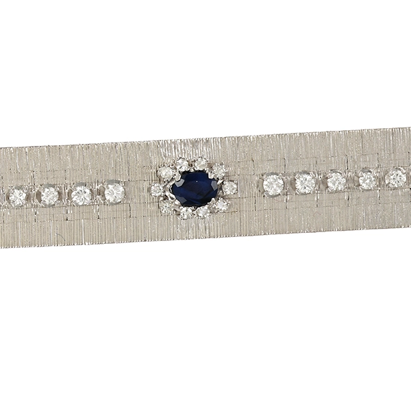 Armband, 14K, Weißgold, Diamant, Saphir