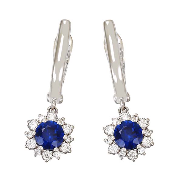 Ohrhänger, 18K, Weißgold, Saphire, Brillanten, 0,23ct