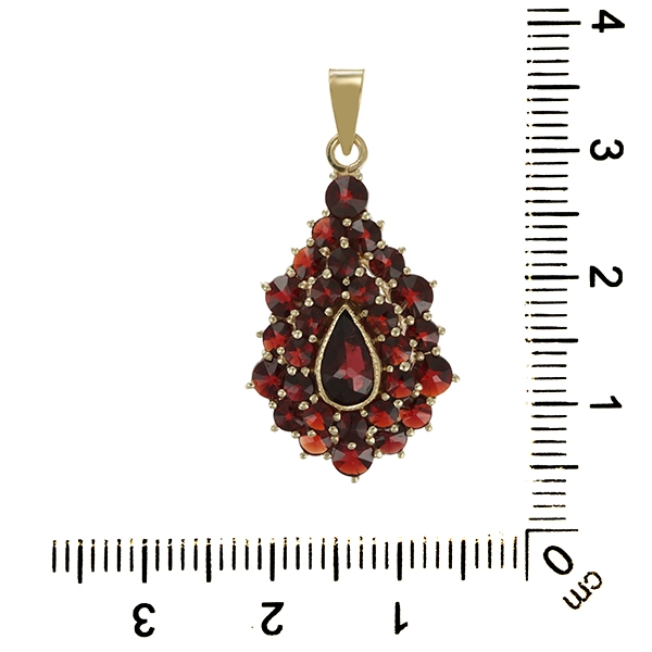 Anhänger, 14K, Gelbgold, Granat