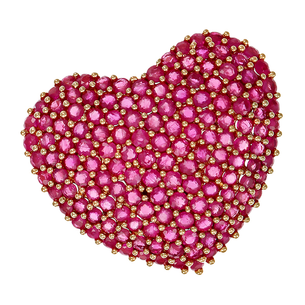 Anhänger, 14K, Gelbgold, Rubine, Herz 