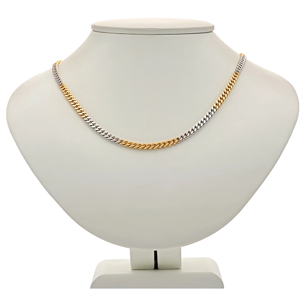 Kette, 14K, Gelb-/Weißgold, Panzer