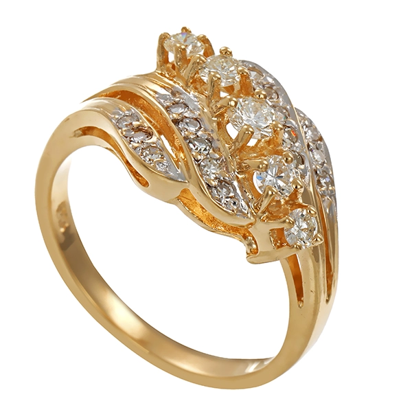 Ring, 14K, Gelbgold, Brillanten, Diamanten