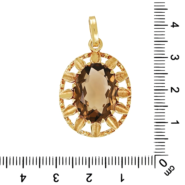Anhänger, 14K, Gelbgold, Rauchquarz