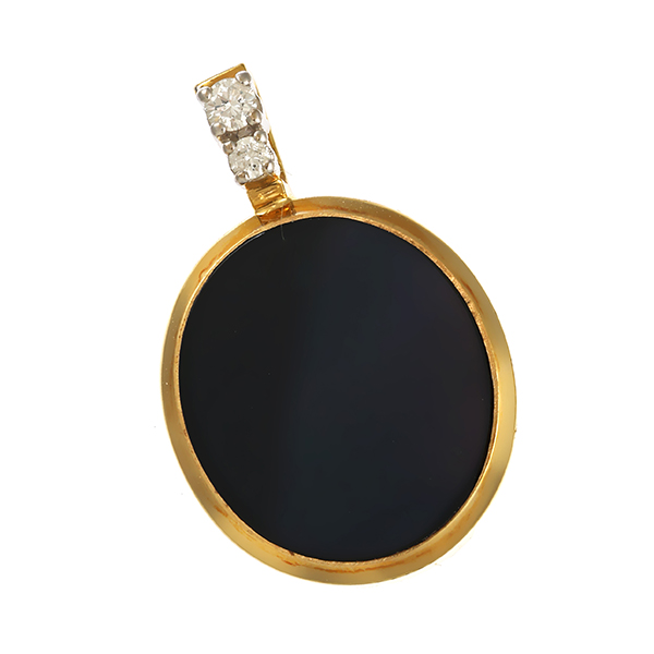 Anhänger, 14K, Gelbgold, Onyx, Brillant