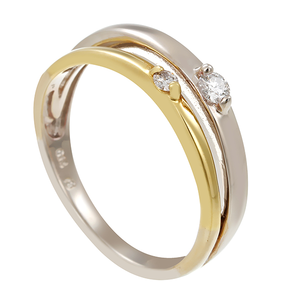 Diamantring, 14K, Gelb-/Weißgold, Brillanten 0,13 ct