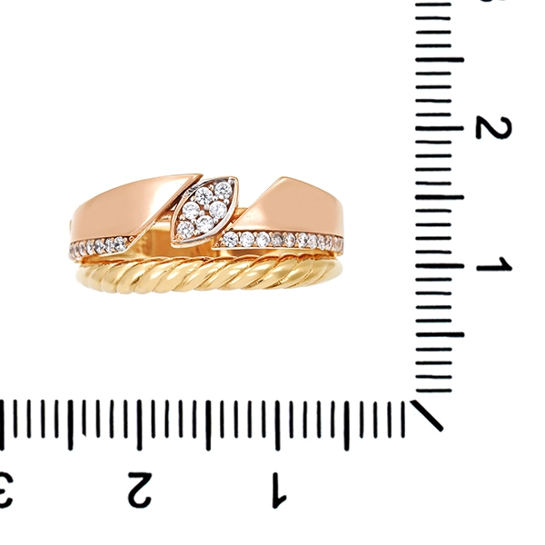 Ring, 18K, Rot-/Weiß-/Gelbgold, Zirkonia