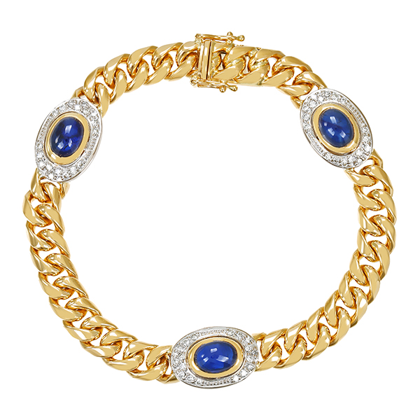 Armband, 18K, Gelb-/Weißgold, Brillanten, Saphire