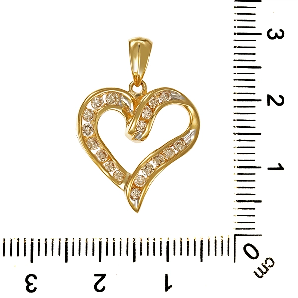 Anhänger, 10K, Gelbgold, Brillanten, Herz