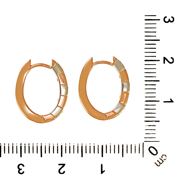 Creolen, 14K, Weiß-/Rotgold, Brillanten