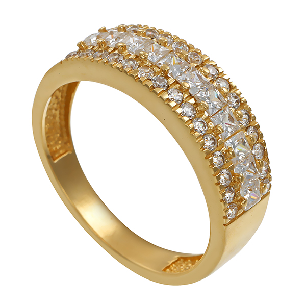Ring, 14K, Gelbgold, Zirkonia
