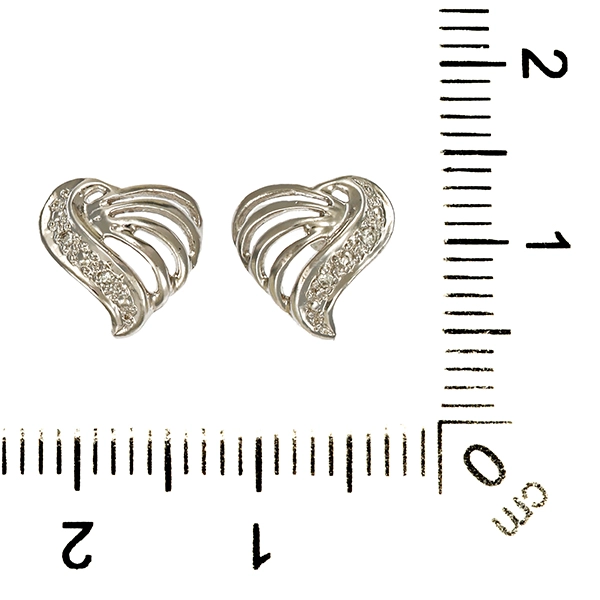 Ohrstecker, 8K, Weißgold, Diamant, Herz