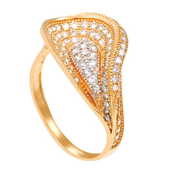 Ring, 22K, Gelb-/Weißgold, Zirkonia