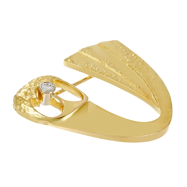 Brosche, 14K, Gelbgold, Brillant