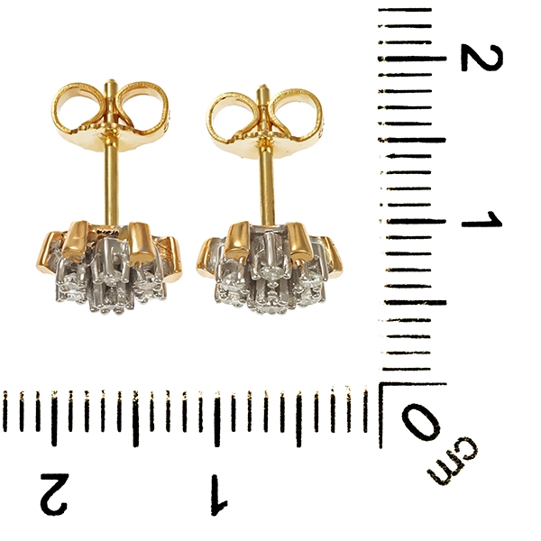 Ohrstecker, 14K, Gelb-/Weißgold, Diamanten