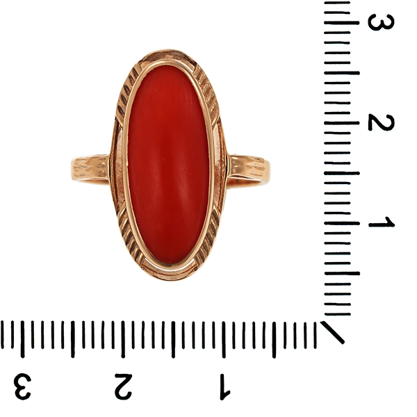 Ring, 14K, Gelbgold, Koralle