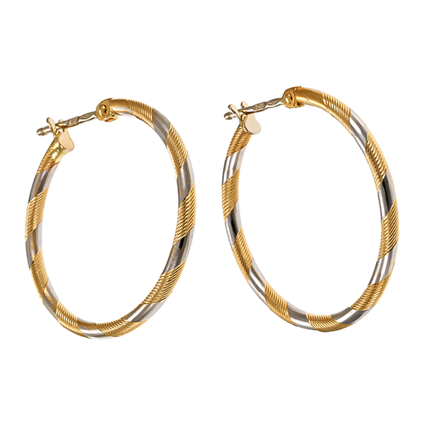 Creolen, 14K, Gelb-/Weißgold,