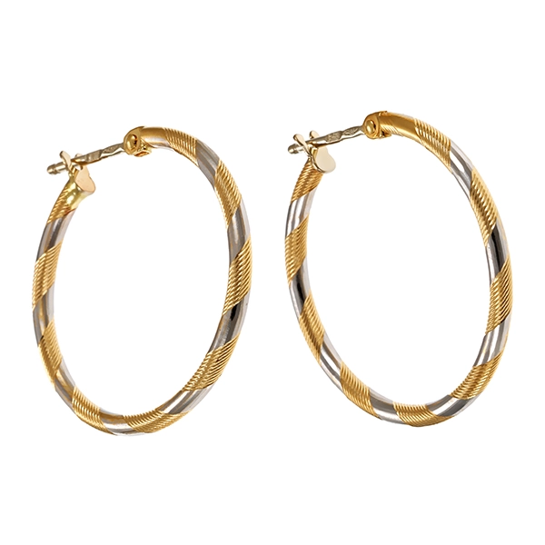 Creolen, 14K, Gelb-/Weißgold,