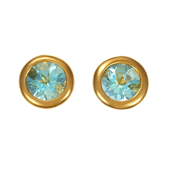 Ohrstecker, 14K, Gelbgold, Topas blau