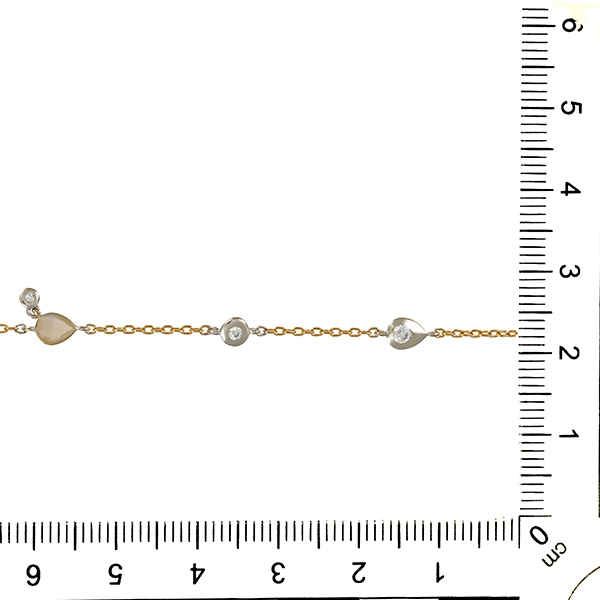 Armband, Anker-, 14K, Gelb-/Weißgold, Zirkonia