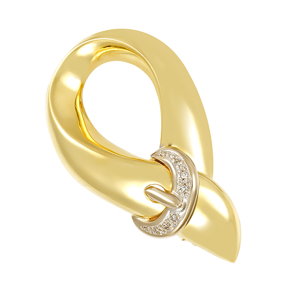 Brosche, 14K, Gelb-/Weißgold, Diamanten