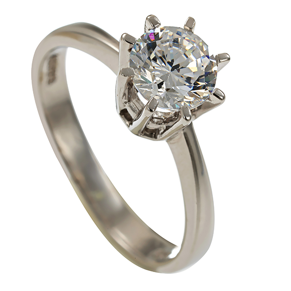 Ring, 14K, Weißgold, Zirkonia