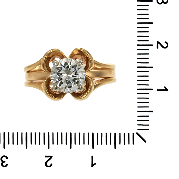 Diamantring, 14K, Gelbgold, Brillant 1,10 ct