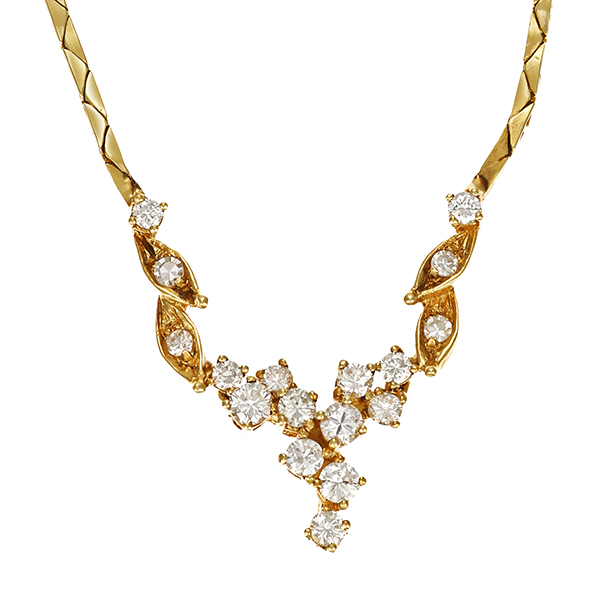 Collier, 14K, Gelbgold, Brillanten, Diamanten