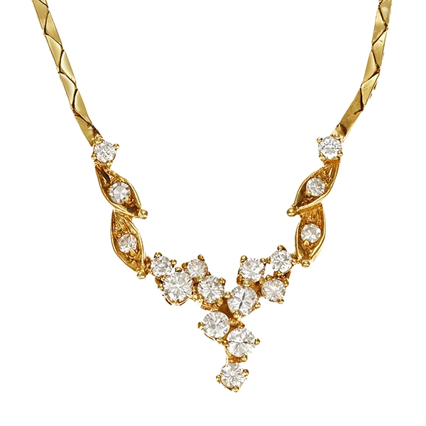 Collier, 14K, Gelbgold, Brillanten, Diamanten