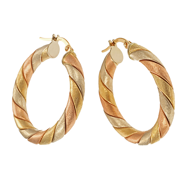 Creolen, 14K, Rot-/Weiß-/Gelbgold
