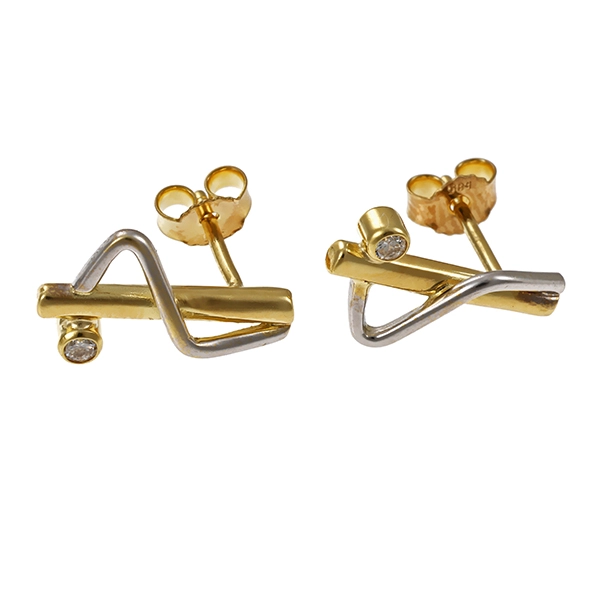 Ohrstecker, 14K, Gelb-Weißgold, 2 Brillanten