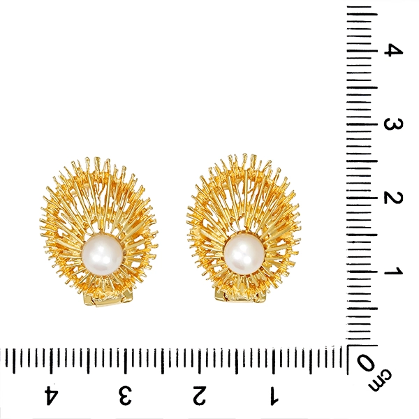 Ohrclips, 14K, Gelbgold, Zuchtperlen
