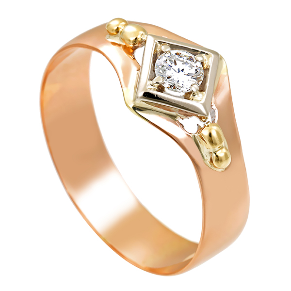 Ring, 14K, Rot-/Gelbgold, Brillant